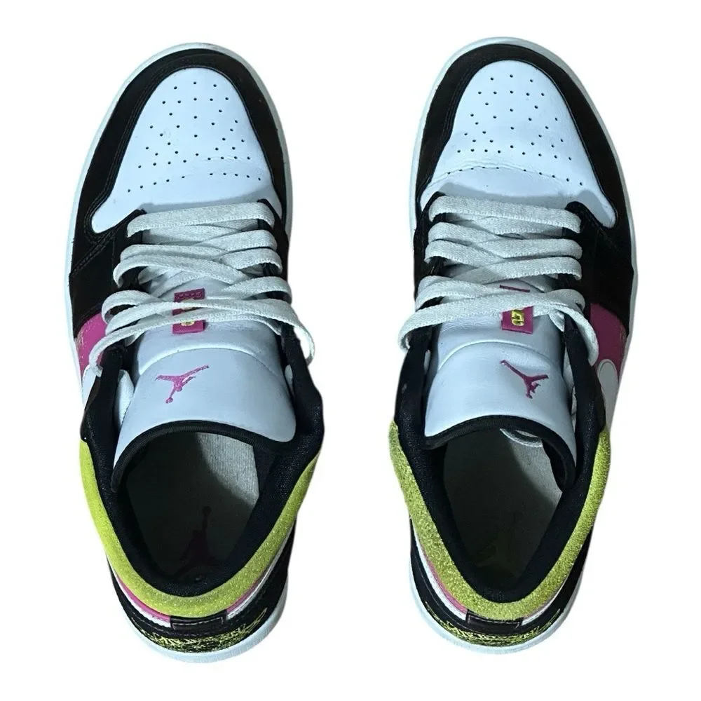 Air Jordan 1 Low Mens Spray Paint Green/Pink/Black Sneakers